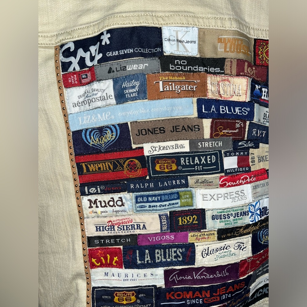 UNIQUE Merona brand size XS tan jean jacket with brand tags handmade - Picture 8 of 8